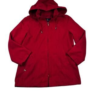 London Fog Classic Brushed Red Long Line Lightweight Jacket Women's Size SP